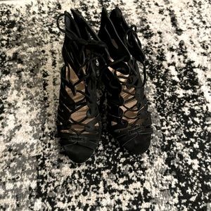 Black Madden Girl strappy heels.